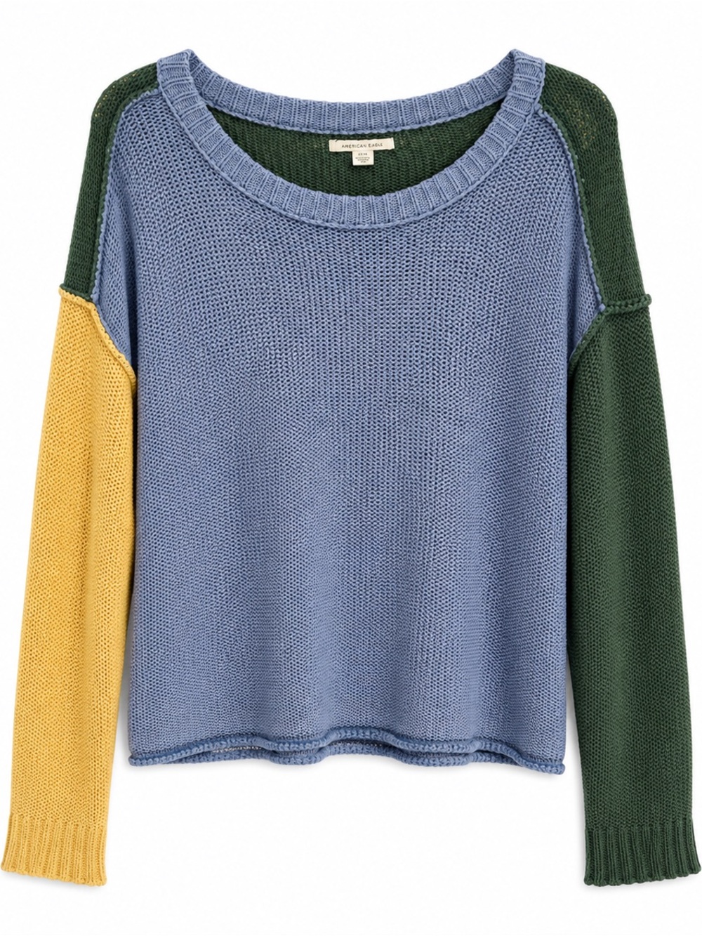 American Eagle Medium Colorblock Oversized Open Knit Sweater